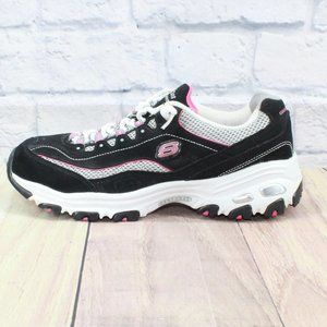 SKECHERS  Fit D'lites Black Pink Lace-Up Sports Shoes Size US 10